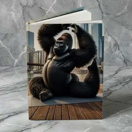 Gorilla Doing Yoga City Skyline