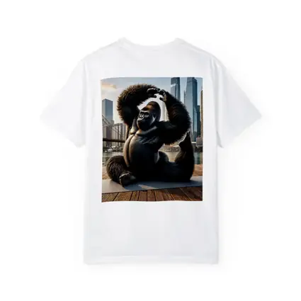 Gorilla Doing Yoga City Skyline