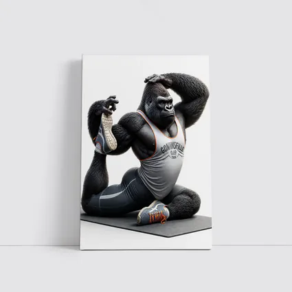 Gorilla Doing Yoga Stretch Fitness Art