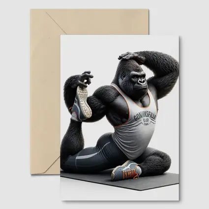 Gorilla Doing Yoga Stretch Fitness Art