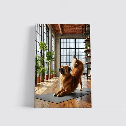 Leonberger Dog Doing Yoga Loft Studio