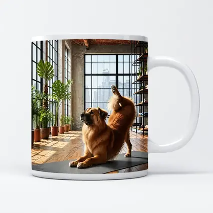 Leonberger Dog Doing Yoga Loft Studio