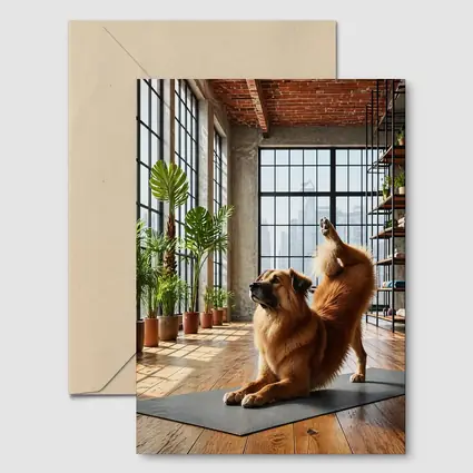 Leonberger Dog Doing Yoga Loft Studio