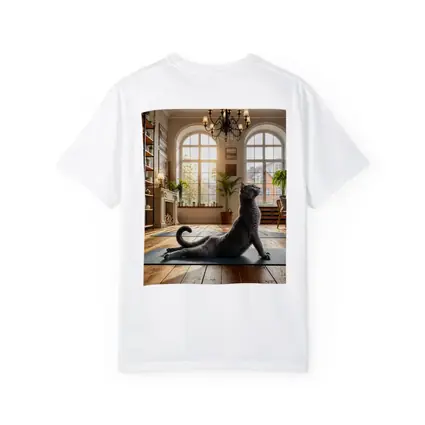 Russian Blue Cat Doing Yoga Bright Interior