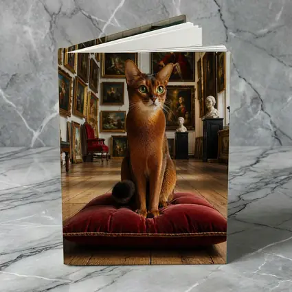 Abyssinian Cat Sitting in Classic Art Gallery