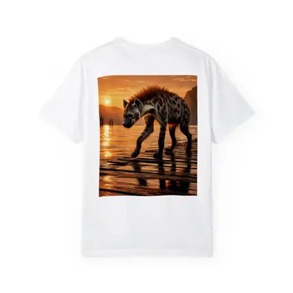 Spotted Hyena Walking at Glowing Sunset