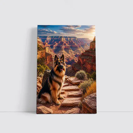 German Shepherd Dog at Grand Canyon Sunset