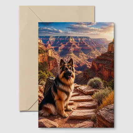 German Shepherd Dog at Grand Canyon Sunset