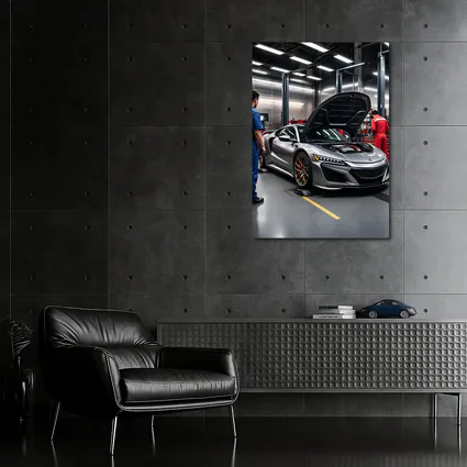 Acura NSX Silver Supercar in Garage