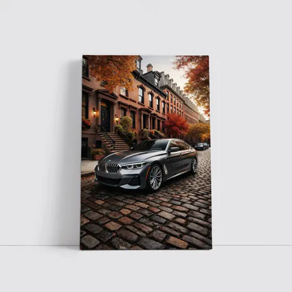 BMW Seven Series Gray Cobblestone Street Scene