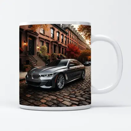 BMW Seven Series Gray Cobblestone Street Scene
