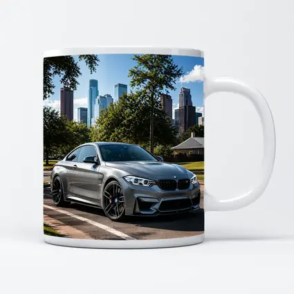 BMW M4 Gray Coupe City Skyline
