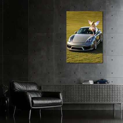 Porsche Cayman Silver Fairy Girl Green Field