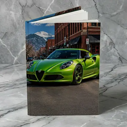 Green Alfa Romeo 4C Downtown Mountain Backdrop