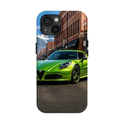 Green Alfa Romeo 4C Downtown Mountain Backdrop