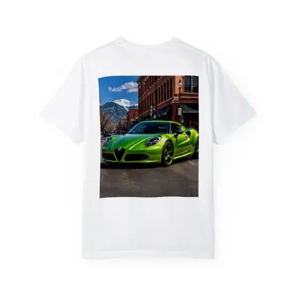 Green Alfa Romeo 4C Downtown Mountain Backdrop