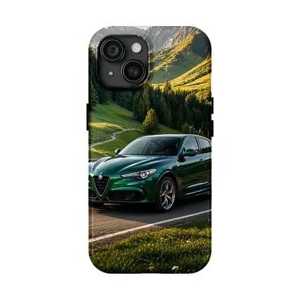 Alfa Romeo Stelvio Green Alpine Mountain Road
