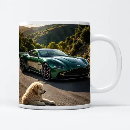 Aston Martin Vantage Green With Resting Dog