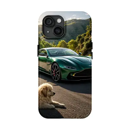 Aston Martin Vantage Green With Resting Dog