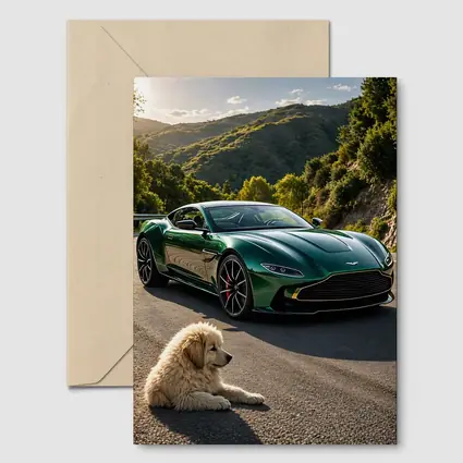 Aston Martin Vantage Green With Resting Dog