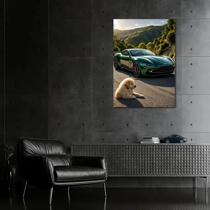 Aston Martin Vantage Green With Resting Dog