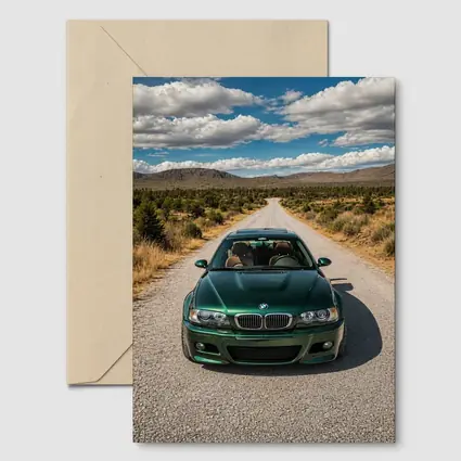 Green BMW M3 on Desert Road