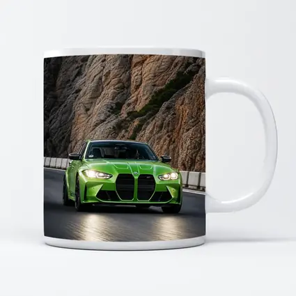 BMW M3 Green Sedan Rocky Mountain Road