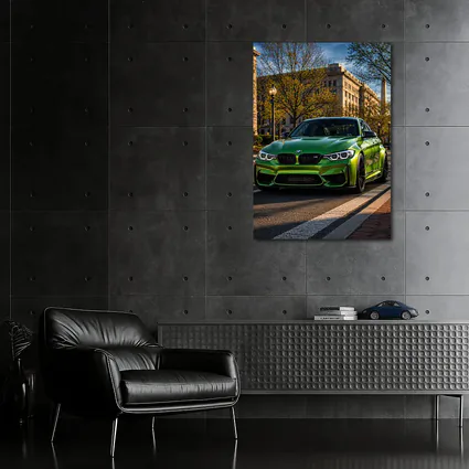 Green BMW M3 Urban Street Scene