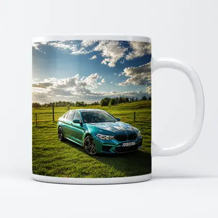 BMW M5 Teal Sedan Green Field Sky