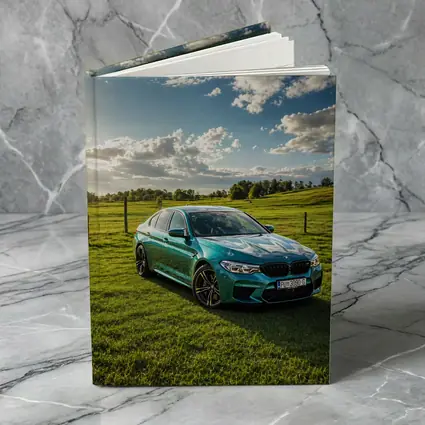 BMW M5 Teal Sedan Green Field Sky