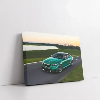 BMW M5 Green Sedan On Open Road