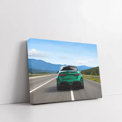 Green BMW M5 Sedan Speeding On Highway