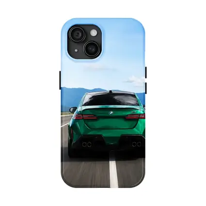 Green BMW M5 Sedan Speeding On Highway
