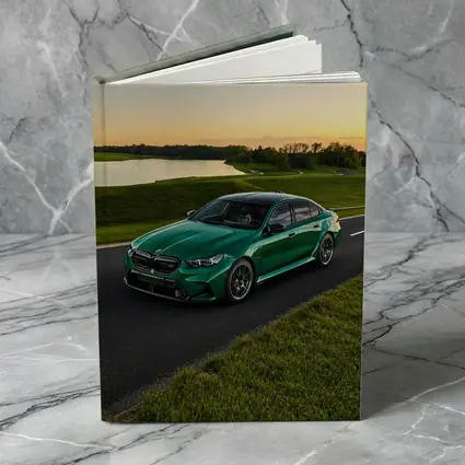BMW M5 Green Sedan Sunset Road