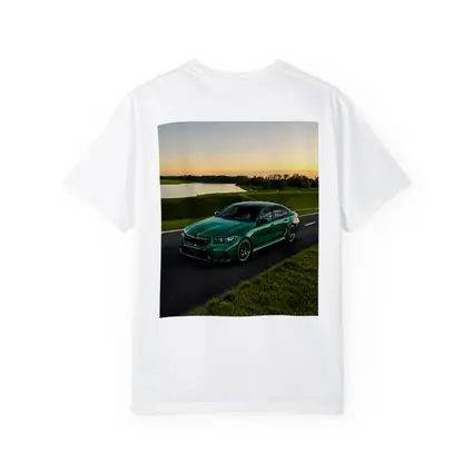 BMW M5 Green Sedan Sunset Road