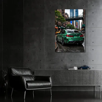 BMW M5 Green Rear New York Street
