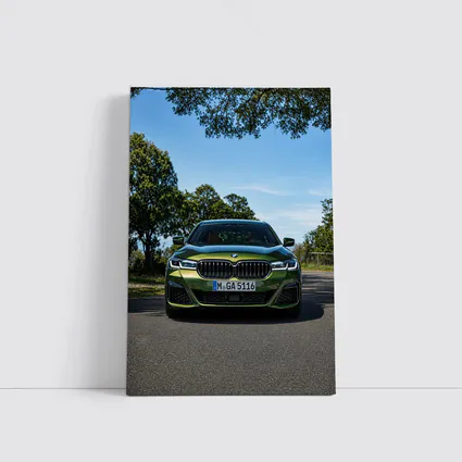 BMW 5 Series Green Front View Road