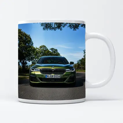 BMW 5 Series Green Front View Road