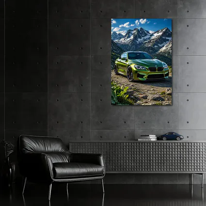 BMW M6 Green Mountain Rocky Landscape