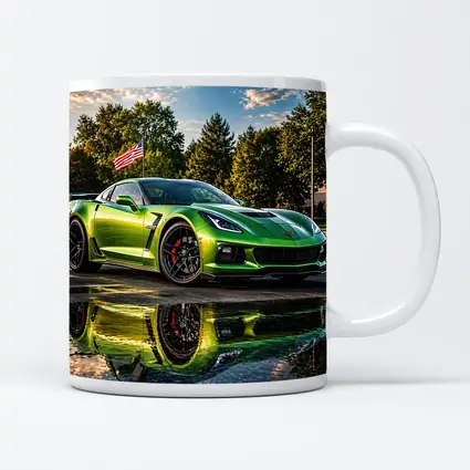 Green Chevrolet Corvette ZR1 American Flag