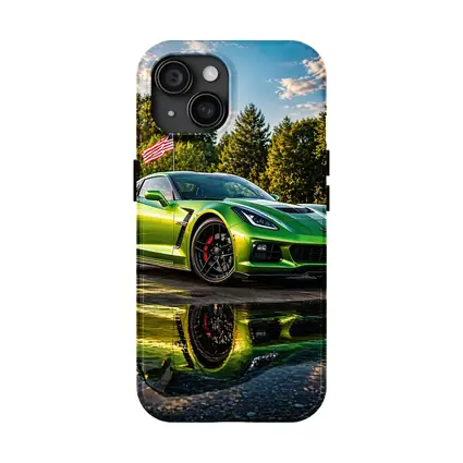 Green Chevrolet Corvette ZR1 American Flag
