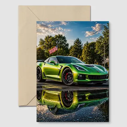 Green Chevrolet Corvette ZR1 American Flag