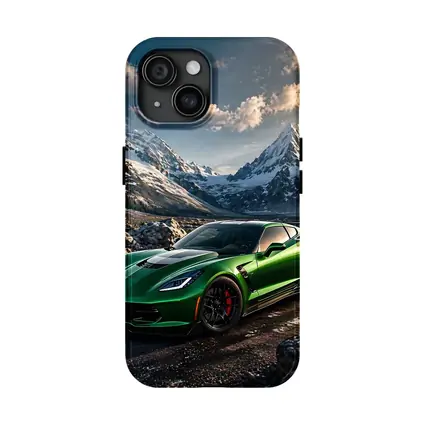 Green Chevrolet Corvette Z06 Mountain Background