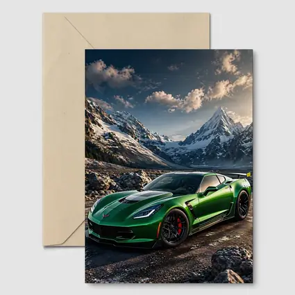 Green Chevrolet Corvette Z06 Mountain Background