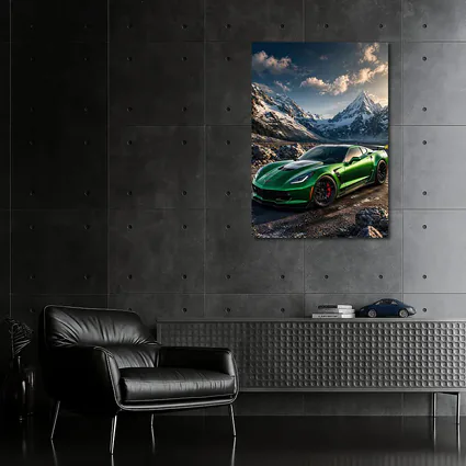 Green Chevrolet Corvette Z06 Mountain Background