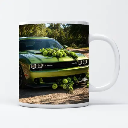 Green Dodge Challenger SRT With Floral Decoration