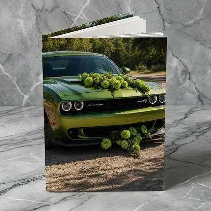 Green Dodge Challenger SRT With Floral Decoration