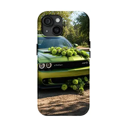 Green Dodge Challenger SRT With Floral Decoration