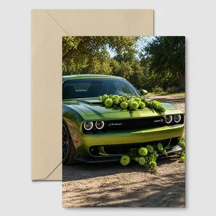 Green Dodge Challenger SRT With Floral Decoration