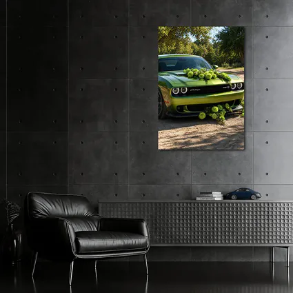 Green Dodge Challenger SRT With Floral Decoration